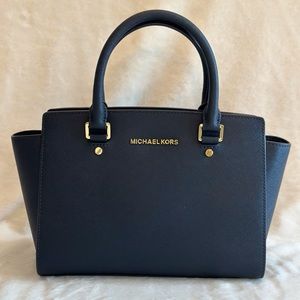 Michael Kors Navy Admiral Blue Selma Top Handle Satchel